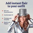thumbnail image 4 of Dress Up America Shiny Top Hats for Adults - Tuxedo Magician Hat - One Size Fits Most (Silver), 4 of 6