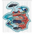 thumbnail image 3 of Ambesonne Fitness Shower Curtain, Words Flowers Barbell, 69"Wx84"L, Dark Coral Blue Grey, 3 of 3