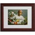 thumbnail image 2 of Trademark Fine Art "Woman with Peonies" Canvas Art by Jean Frederic Bazille, Wood Frame, 2 of 3