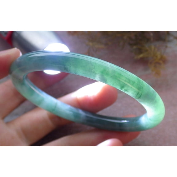 Certified Icy Green Burma 100% Natural A JADE Jadeite Circle Bangle Bracelet 57 mm 663972 TN