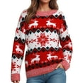 thumbnail image 2 of larppty Womens Ugly Christmas Crewneck Pullover Sweater Long Sleeve Knit 2025 Fall Winter Sweater Tops Holiday Outfits (Red, M), 2 of 8