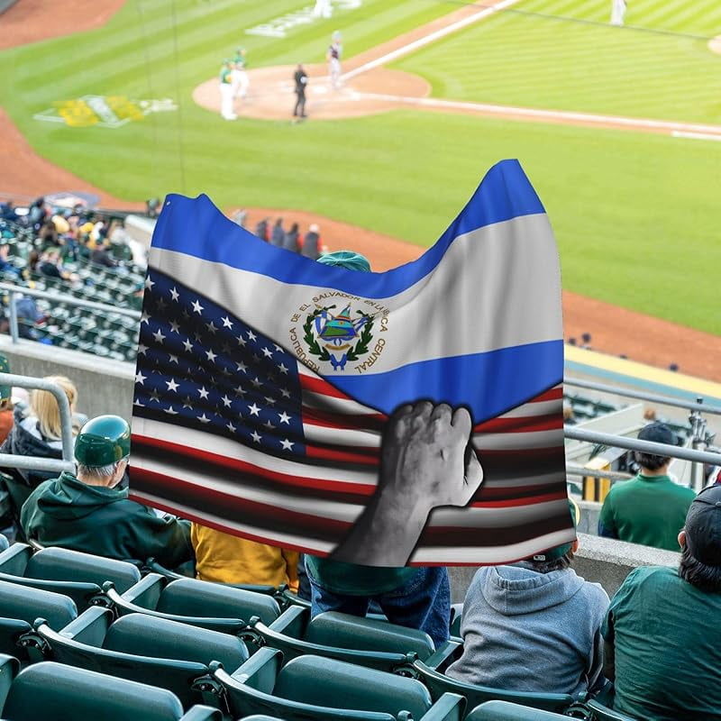 Usa American Flag And El Salvadoran El Salvador Flag Flag 4x6 Ft Double-Sided Printing Thickened Three-Ply Fabric Outdoor Flags Banner Decorations