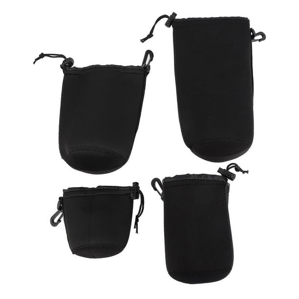 Lens Pouch Set Neoprene Camera Lens Protector Bags Waterproof Camera Lens Black 24.00X14.00X14.00CM Protects Against Moisture 4Pcs