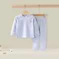 thumbnail image 4 of Cethrio Girls' Pajama Sets Long Sleeve, Fall Winter 2 Piece Comfortable Girls' Sleepwear Sky Blue Size 12-13T, 4 of 6