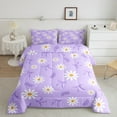 thumbnail image 2 of Erosebridal Cute Floral Daisy Comforter Sets King Size,Purple Bowknot Comforters & Duvets,Plant Leaf Bedding King Comforter Set For Girls,Super Cozy Room Decoration Reversible，3-Piece, 2 of 8