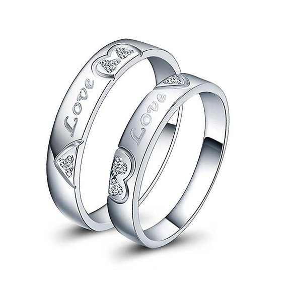 Unique Heart Promise Rings For Her His Engagement Wedding Band Valentine's Day