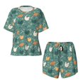 thumbnail image 4 of Kdxio Flowe Rooster Print Pajamas Sets for Women Short-Sleeved Pjs with Lounge Shorts Two Piece Sleepwear S-4XL, 4 of 9
