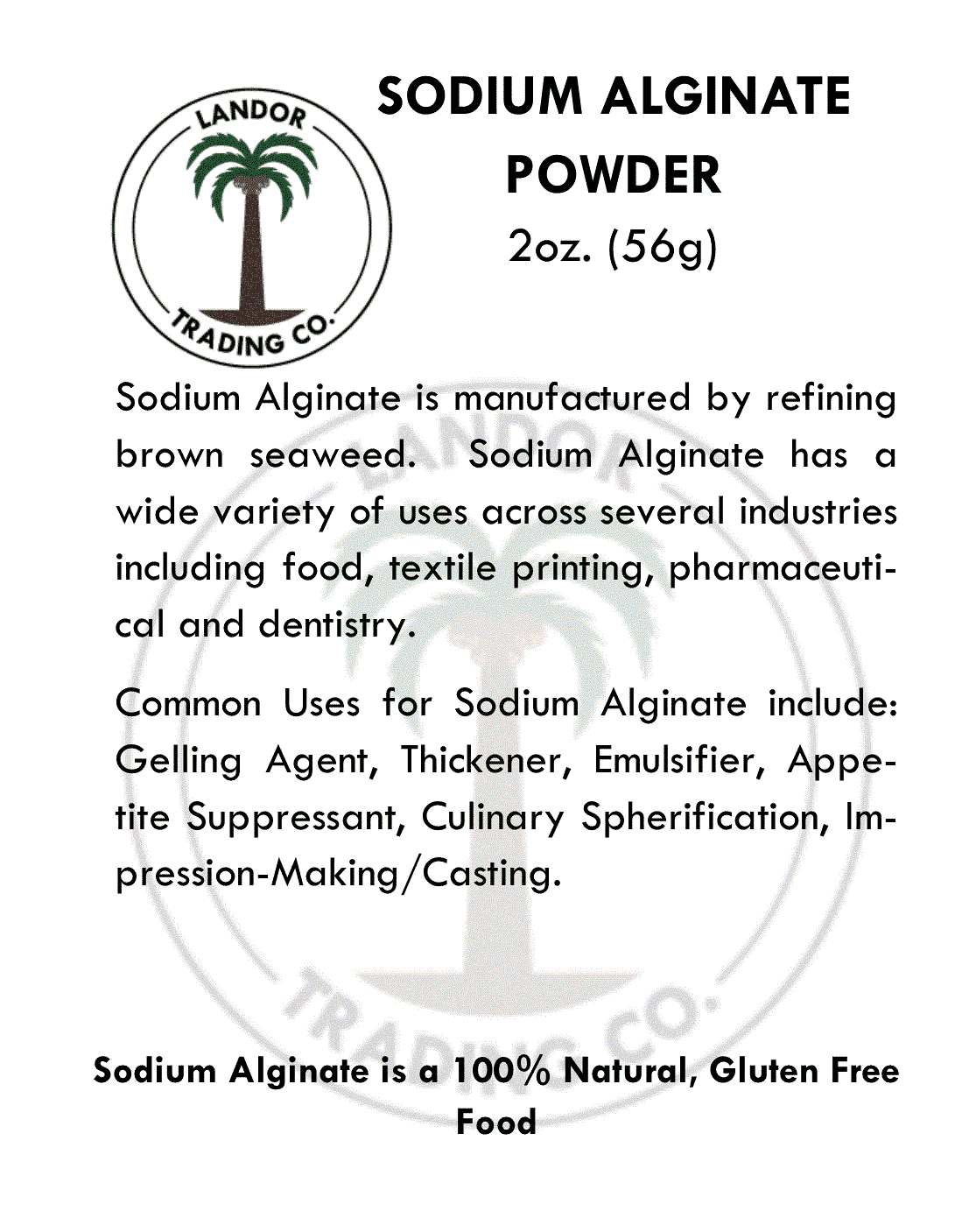 Coolinario Sodium Alginate Powder (4 Oz) Premium Ethiopia