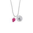 thumbnail image 2 of Delight Jewelry Silvertone Large 3-D Hot Pink Strawberry with Crystals Silvertone Script Initial Disc - E - Charm Necklace, 20"+3", 2 of 4