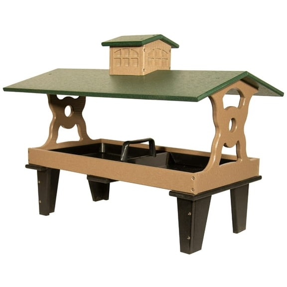 JCs Wildlife Colossal Ground Fly Thru Bird Feeder - Massive Covered Platform Bird Feeder - Removable Tray Holds 16 Cups - Roof Helps Seed Stay Dry (Standard)