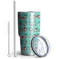 thumbnail image 2 of 30oz Turquoise Christmas Gnome Pattern Tumblers Stainless Steel Tumbler with Lid and Straw,Vacuum Insulated Double Wall Travel Tumbler Cups Mug with Cleaning Brush for Coffee,Tea, 2 of 7