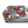 thumbnail image 3 of Geometric Soft Flannel Fleece Throw Blanket, Colorful Retro Geometric Triangle and Polygonal Mosaic Pattern Interior Design, Cozy Plush for Indoor and Outdoor Use, 70" x 90", Multicolor, by Ambesonne, 3 of 6