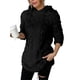 thumbnail image 2 of Sudadera con Capucha de Jacquard de Larga en Color Liso para Mujer, Chaqueta Ajustada con Cordón de Felpa. Negro XXL, 2 of 9