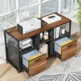 thumbnail image 4 of 2 Drawer Wood File Cabinet, Large Mobile Lateral Filing Cabinet Printer Stand with Storage Shelves and Wheels for Home Office, 4 of 7