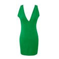 thumbnail image 4 of Bigersell Tank Dresses for Women Fashion Slim Summer Solid Color V-Neck Zipper Sleeveless Party Dress Women Ball Gown Dress Style 10037, Female Short Dresses Green M, 4 of 5