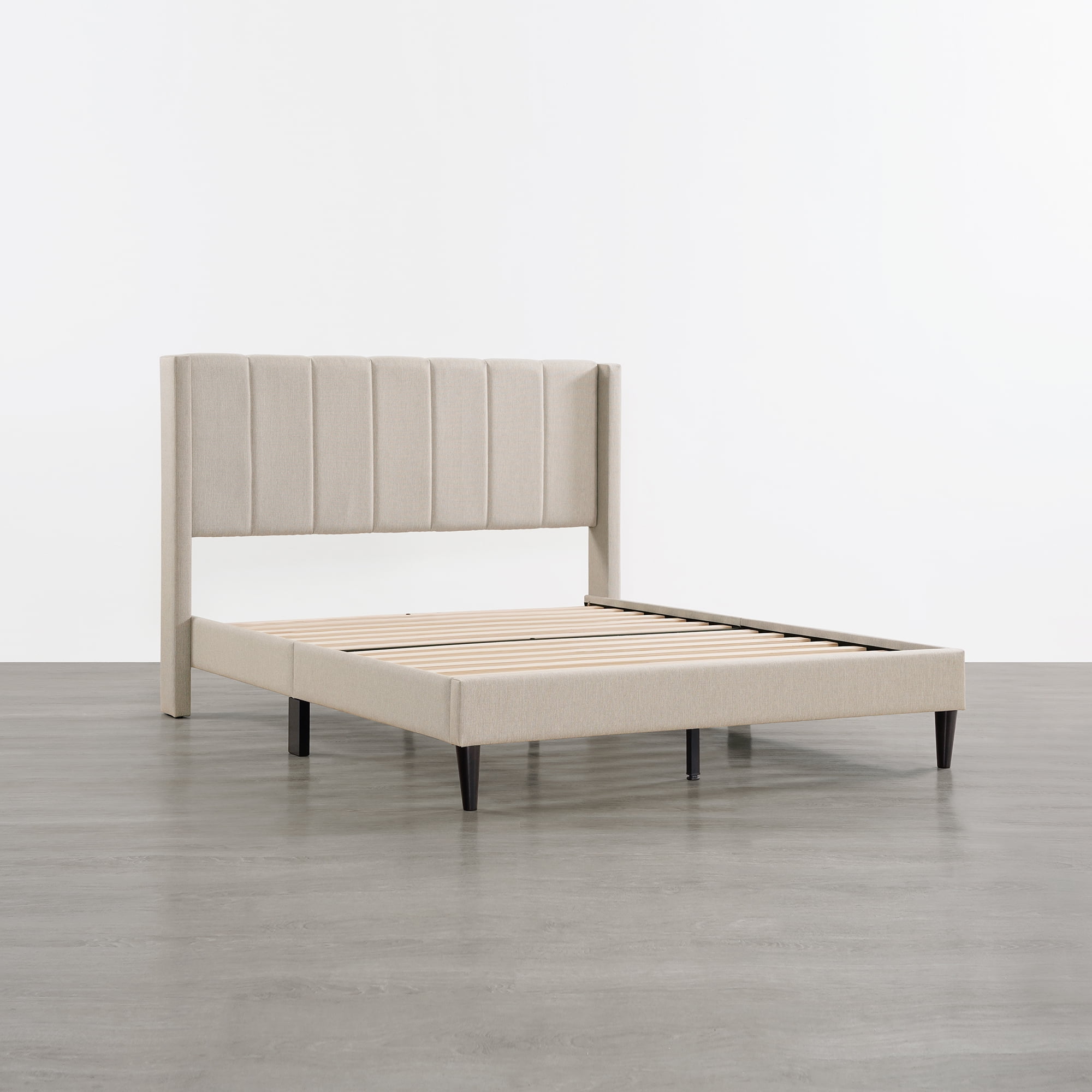 Spruce & Spring Upholstered Platform Bed Frame with Wingback Headboard Full