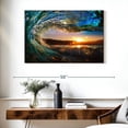 thumbnail image 3 of Elephant Stock Ocean Wave Wall Art - Horizontal Canvas Wall Art - Living Room Wall Decor - Beach Canvas - Teal And Blue Decor - 39" x 26", 3 of 8