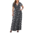 thumbnail image 2 of Aiyino Women Plus Size V Neck Short Sleeve Casual Evening Dress, Comfortable Elegant Party Maxi Dress, 2 of 6