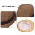 thumbnail image 3 of 56-58 cm hat circumference men and women broken grass edge top hat summer hat sunscreen breathable sun hat jazz hatBrown, 3 of 5