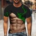 thumbnail image 2 of SSAAVKUY Muscle Tee Shirts for Mens Fake Abs T Shirt Funny 3D Flame Graphic Shirts Casual Summer Short Sleeve Tops Crewneck Tshirt Green 16, 2 of 5