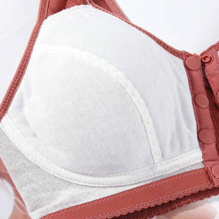 Comfortable & Convemient Front Button Bra - Front Closure Sports Bras Women  Cotton Gathered Ultra Soft Cup,Everyday Sleep Bras Underwear(4-Packs) 