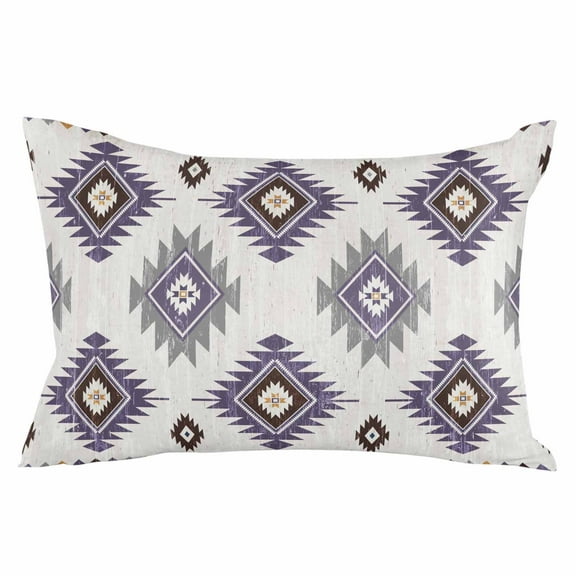 Outdoor Waterproof Throw Pillow Covers Set of 2 Purple Boho Aztec Decorative Pillowcases Lumbar Outdoor Pillows Cushion Case 20x12 Inch Southwest Tribal Style Patio Pillows for Couch Sofa Bed Garden