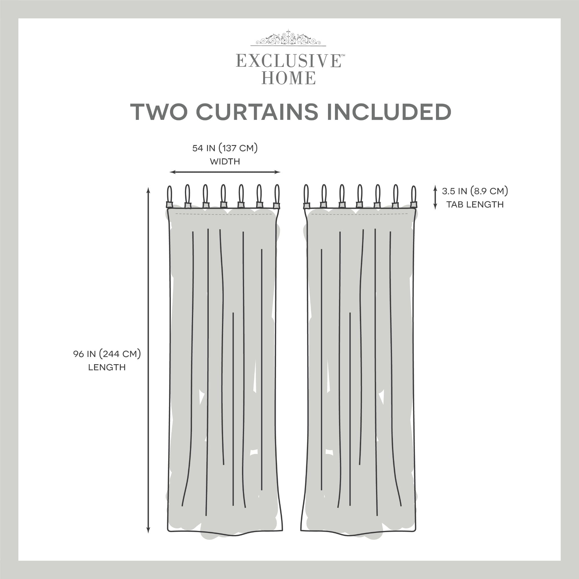 Exclusive Home Bari Light Filtering Spiral Loop Tab Top Curtain Panels, 54"x96", White, Set of 2