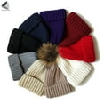 thumbnail image 3 of PULLIMORE Womens & Child Winter Warm Knitted Hats Thick Slouchy Beanie Cap with Pompom for Ski Snowball Fighting (Light Gray, Adult), 3 of 9