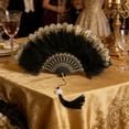 thumbnail image 4 of Rirozkan Folding Fan, Vintage Feather Hand Fan, Puffy Dance Performance Prop for Wedding, Garden Party, Events, Gifts, 4 of 6