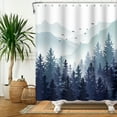 thumbnail image 3 of Pbobriich Blue Forest Shower Curtain,Rustic Mountain Trees Bathroom Shower Curtain with Hooks,60Wx72L, 3 of 5