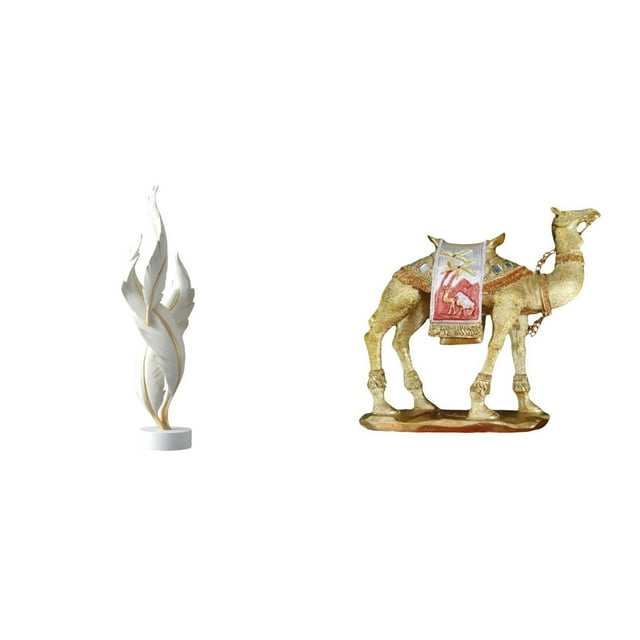 Escultura de camello con plumas, estatua moderna de resina, colección de arte, artesanía, adorno de escritorio, figura decorativa para chimenea,