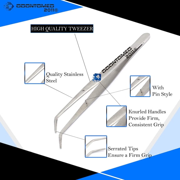 Heavy Duty 6 inches College Tweezers Curved Tips All-purpose Forceps Professional Tweezers Tongs and Comfortable Ridged Handle for Crafting Repairing General Purpose