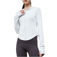 thumbnail image 2 of Women's Hoodie Sun Protection Hooded T-Shirt Quick Dry Summer UPF 50+ UV Protection Jacket Zip Pocket Ladies' Summer Protective Clothing Lightweight Breathable UPF50+ Sunscreen Coat White Free Size, 2 of 7