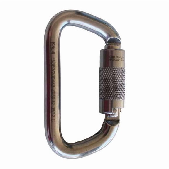 Carabiner Gate, Self-Locking, 3/4 in Gate Opening, Stainless Steel, Silver