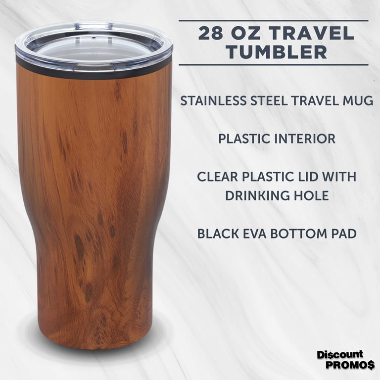 Travel Mug With Wood Style Finish by Challenger 28 oz. Set of 6