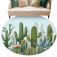 thumbnail image 2 of Green Cactus Round Area Rug 5 FT, Non Slip Bedroom Rugs, Watercolor Summer Botanical Blue Washable Soft Circular Carpet Non-Shedding Floor Mat for Kitchen Dining Room Foyer Balcony Dorm, 2 of 8