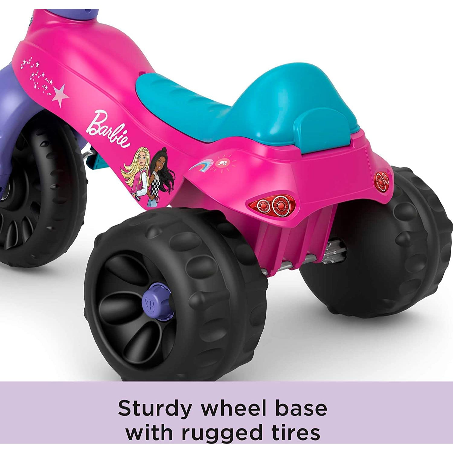 Fisher-Price Toddler Tricycle Barbie Tough Trike, Toy Bike with Handlebar Grips & Storage for Outdoor Play Kids Ages 2+ Years