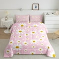 thumbnail image 2 of jejeloiu Kawaii Daisy Bedding Comforter Set,Cartoon Bowknot Flower Twin Comforter Sets,Pink White Bedding Set For Girls Teens,Microfiber Bedroom Decor Reversible,2-Piece, 2 of 8