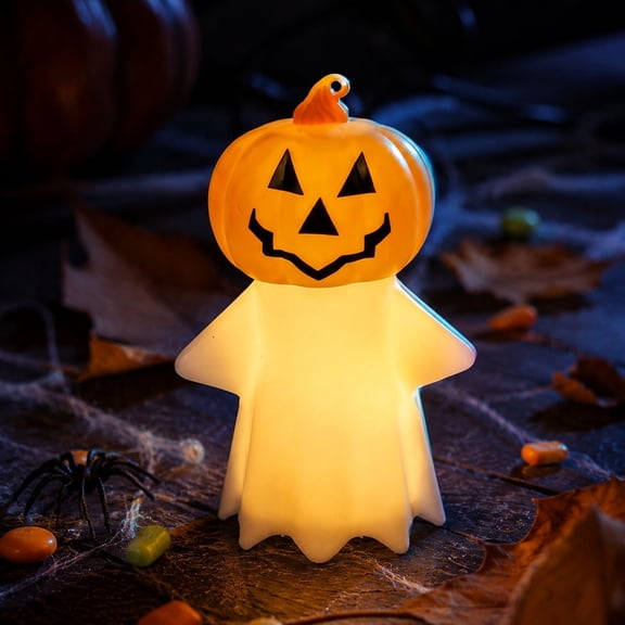 Halloween Pumpkin Ornament Glowing Night Light, LED Jack O Lantern Tabletop Decor for themed house Party & Seasonal Home Display