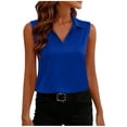 thumbnail image 2 of Women's Satin Tops Sleeveless Buttons Collared Blouse Solid Color Summer Casual Comfy Camisole Tank Tops for Women, 2 of 8