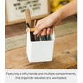 thumbnail image 2 of Yamazaki Home Pen + Desk Organizer - Two Sizes, White, Steel + Wood, Pens, Handles, No Assembly, 2 of 6