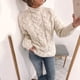 thumbnail image 4 of Suéter de estilo europeo y americano para mujer, suéter holgado de temperamento, suéter de color sólido con cuello alto y giro a la moda, 4 of 6