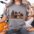 thumbnail image 3 of All Booked for Halloween Shirt, Ghost Cat Witch Books Comfort Colors Unisex Graphic Tee - Gray, S, 3 of 4