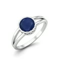 thumbnail image 2 of 1.05 Cts Round Bezel Set Blue Sapphire 925 Sterling Silver Split Shank Women Valentines Day Gifts Rings, 2 of 3