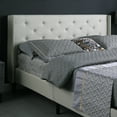 thumbnail image 2 of King Upholstered Platform Bed Frame with 45" Tall Headboard - Button Tufted Linen Bed - Light Beige - Oliver & Smith - Kendall, 2 of 7