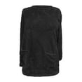 thumbnail image 2 of Clearance under 10!Sawvnm Women's Warm Fleece Round Neck Long Sleeve T-Shirt Casual Loose Pullover Winter Tops with Pockets Womens Tops, 2 of 4