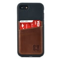 thumbnail image 2 of Dockem iPhone SE 2022, SE 2020 / 8 / 7 Silicone Case with Genuine Leather Card Slot & Built-in Metal Plate, 1 Card Holder Slot, Liquid Silicone, Black/Brown, 2 of 9