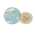 thumbnail image 1 of Hong Kong Map Famous Locations China Round Metal Golden Pin Brooch Clip, 1 of 3