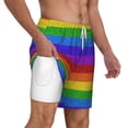thumbnail image 3 of Goofa Colorful Glitter Rainbow Printed Men's Swim Trunks Board Shorts Quick Dry Mens Swimming Trunks with Compression Liner,Breathable Fit Hawaii Beach Shorts-Small, 3 of 9