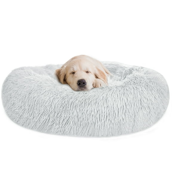 PETORO Medium Anti-Anxiety Donut Pet Bed with Non-Skid Bottom, Grey